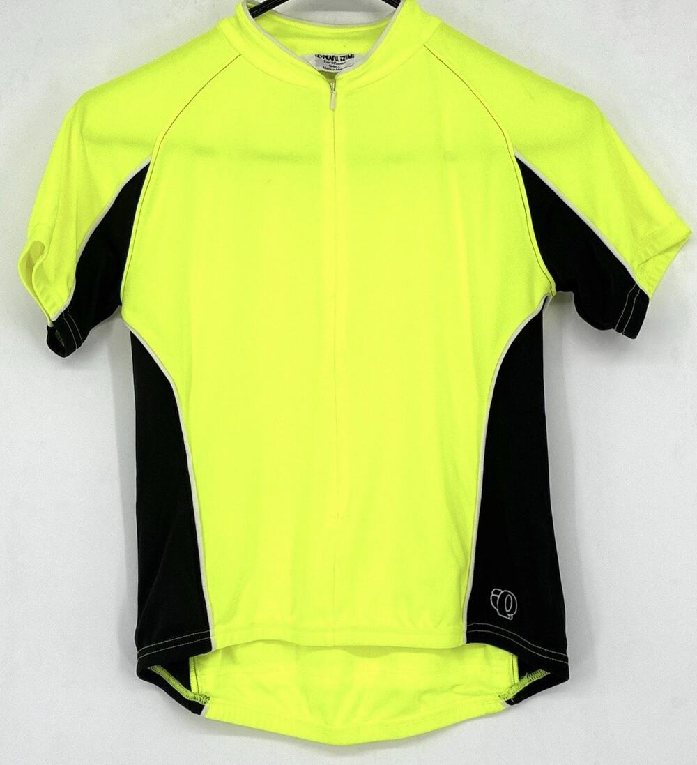 Wmns Pearl Izumi Sz S Neon YlwGrn Full zip Back pockets SS Collar